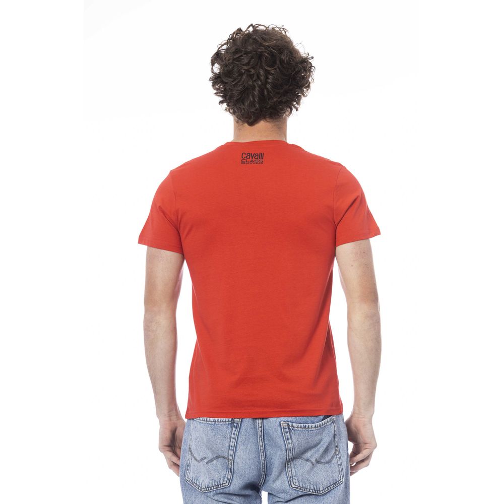 T-shirt pour homme en coton rouge Cavalli Class