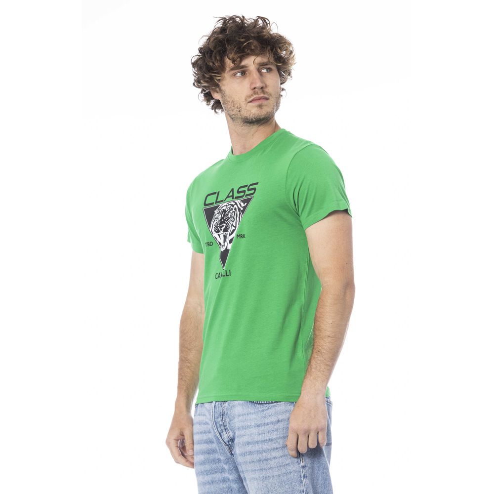 T-shirt pour hommes en coton vert Cavalli Class