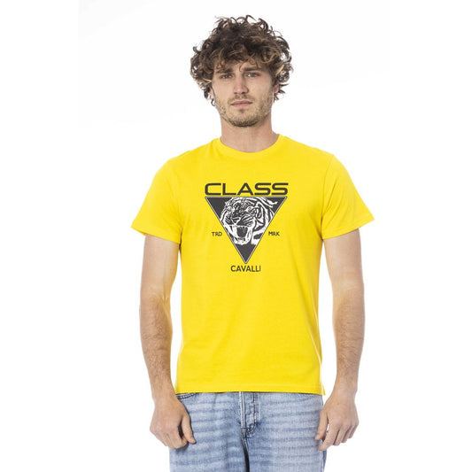 Cavalli Class Gelbes Baumwoll-T-Shirt für Herren