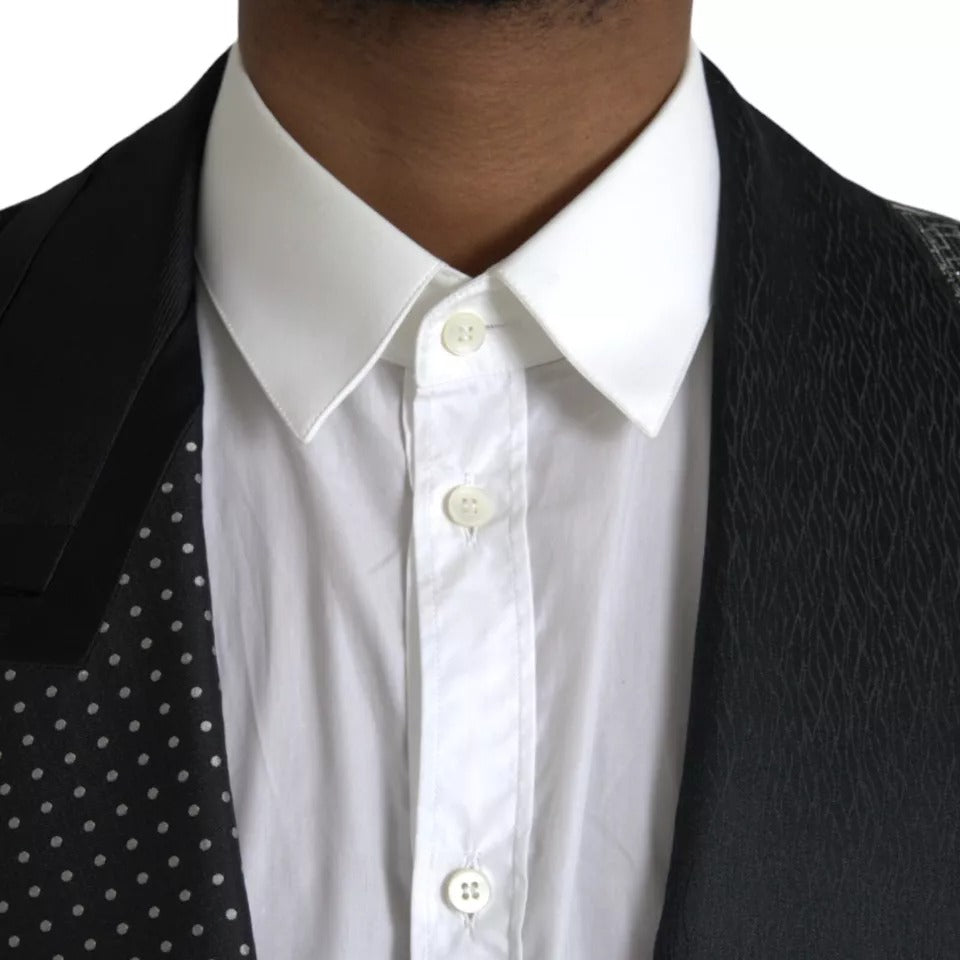 Dolce &amp; Gabbana – Einreihiger Blazer aus schwarzer und silberner Seide