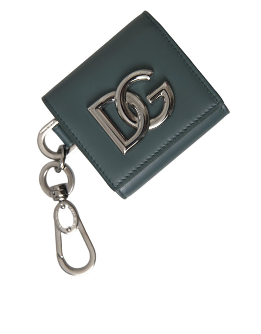 Dolce &amp; Gabbana - Schlüsselanhänger aus grünem Leder mit DG-Logo, Münzbörse, Schlüsselring