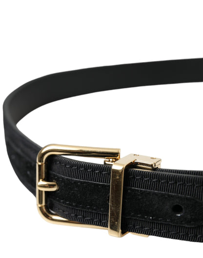 Dolce &amp; Gabbana Gürtel aus schwarzem Ripsband mit goldener Metallschnalle Herren