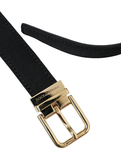 Dolce &amp; Gabbana Gürtel aus schwarzem Ripsband mit goldener Metallschnalle Herren