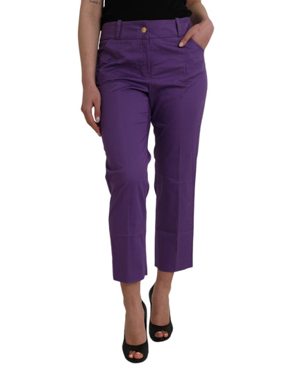 Pantalons droits cropped mi-hauteur en coton violet BENCIVENGA