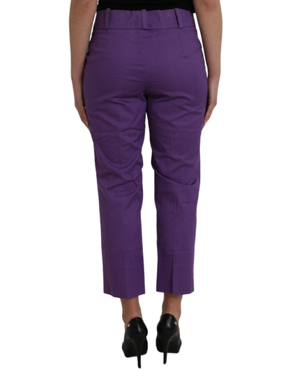 Pantalons droits cropped mi-hauteur en coton violet BENCIVENGA