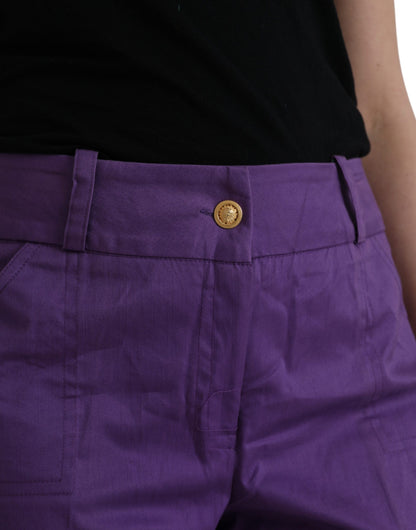 Pantalons droits cropped mi-hauteur en coton violet BENCIVENGA