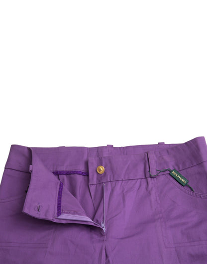Pantalons droits cropped mi-hauteur en coton violet BENCIVENGA