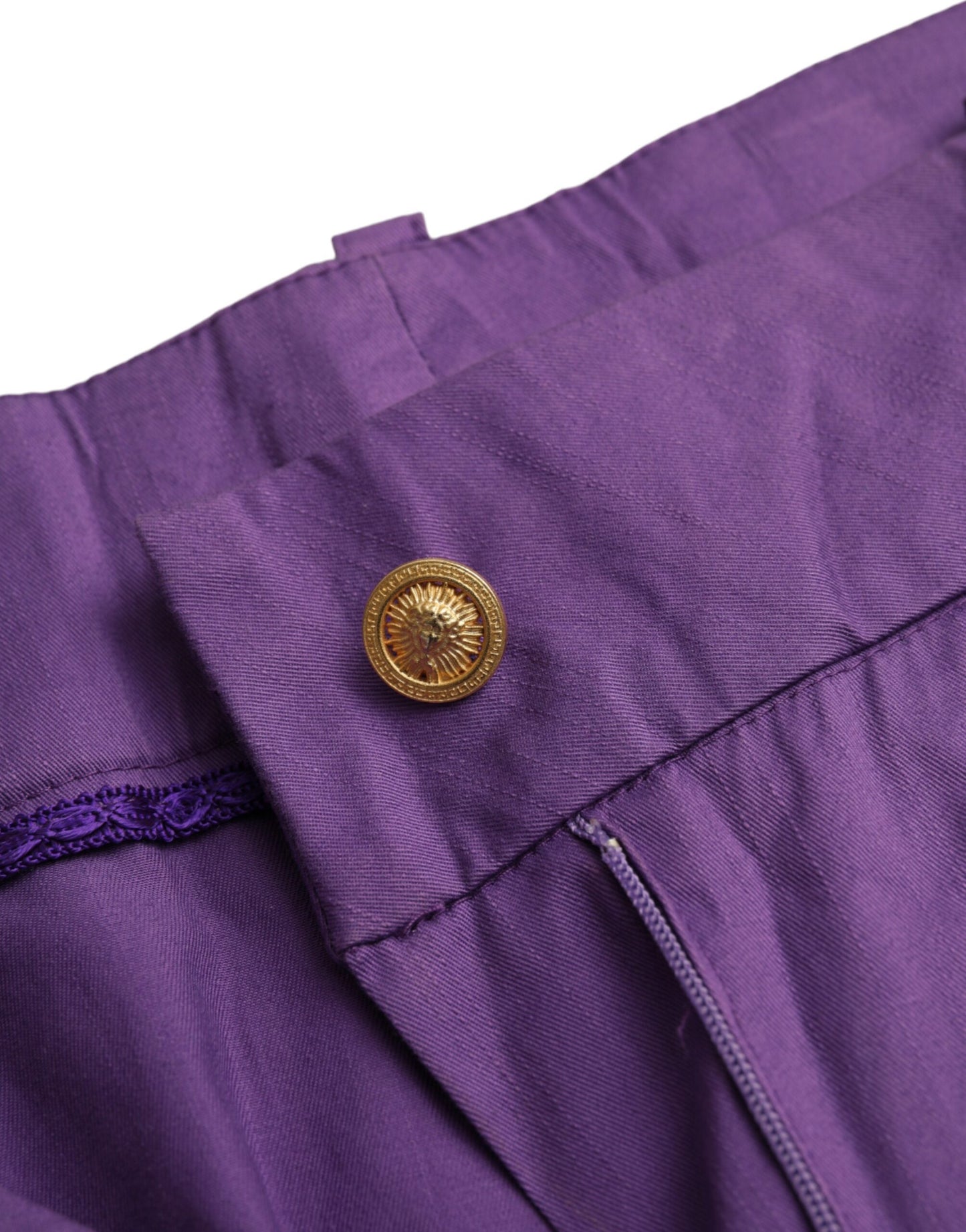 Pantalons droits cropped mi-hauteur en coton violet BENCIVENGA