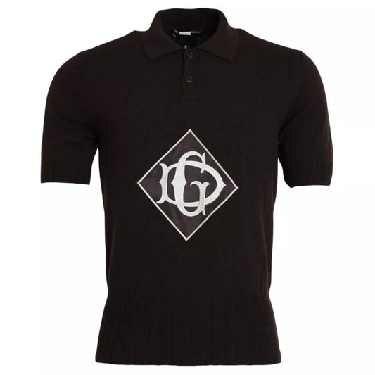 Dolce &amp; Gabbana – Kurzärmliges T-Shirt mit Kragen und Logo in Braun für Herren