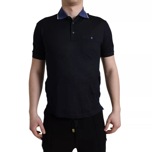 Dolce &amp; Gabbana – Marineblaues Polo-T-Shirt mit Kragen und kurzen Ärmeln