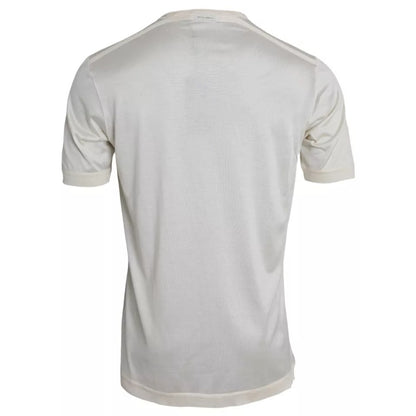 Dolce &amp; Gabbana – Weißes, kurzes Seiden-T-Shirt mit Knopfverschluss