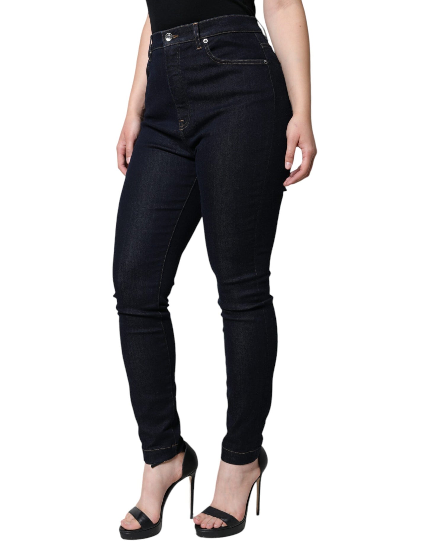 Dolce &amp; Gabbana – Schwarze GRACE Skinny-Jeans mit hoher Taille
