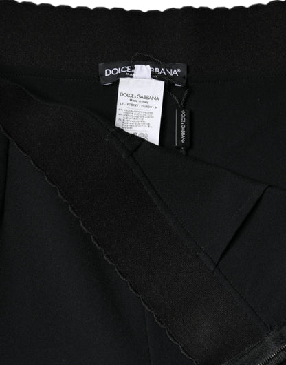 Dolce &amp; Gabbana – Schwarze, konische Hose aus Viskose mit hoher Taille