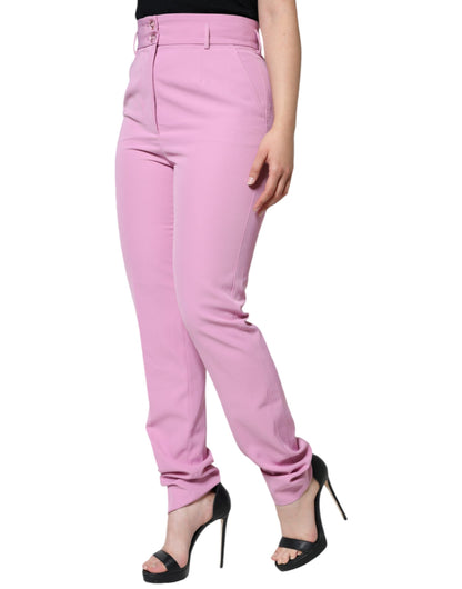 Dolce &amp; Gabbana – Hohe Taillenhose aus Polyester für Damen in Rosa
