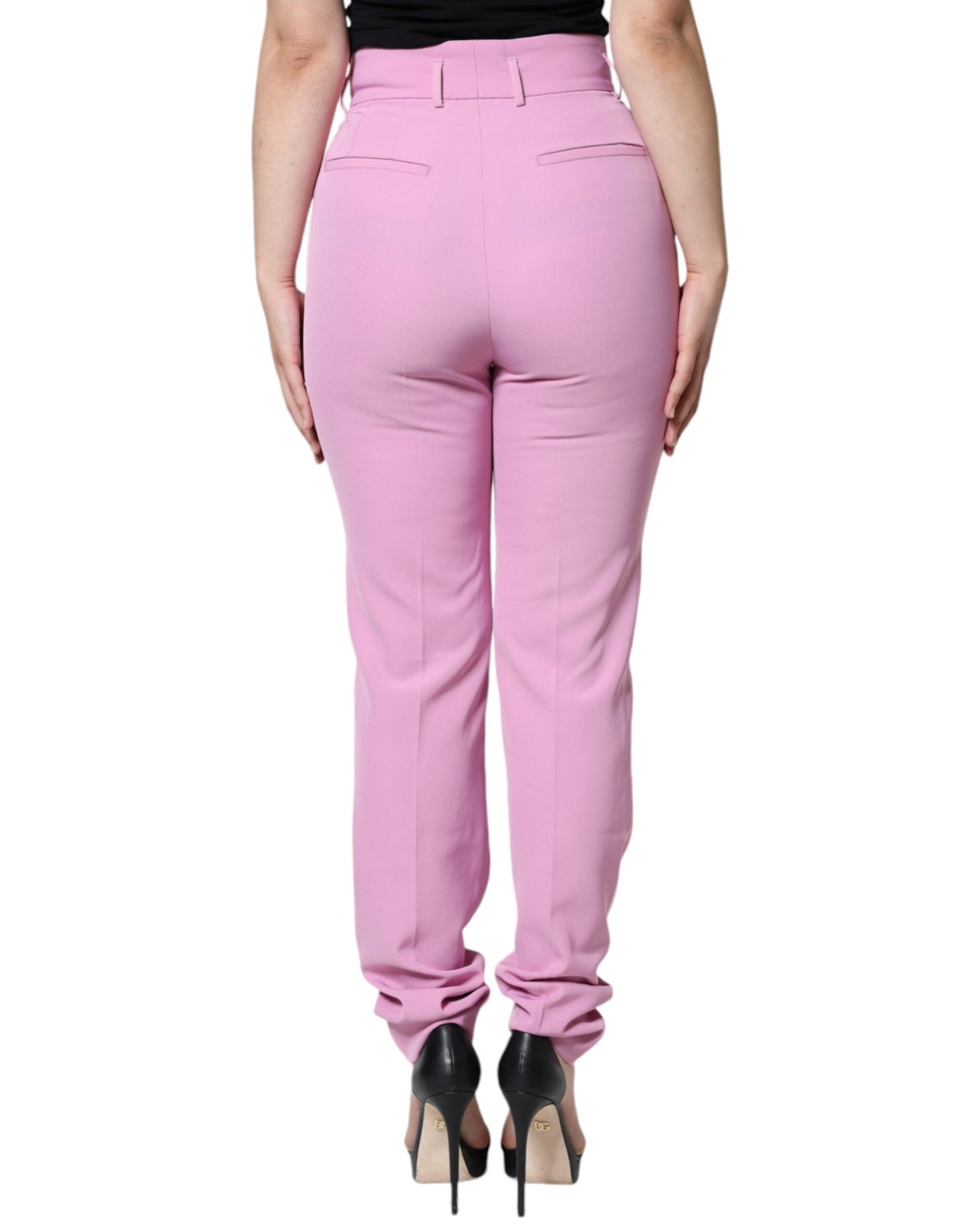 Dolce &amp; Gabbana – Hohe Taillenhose aus Polyester für Damen in Rosa