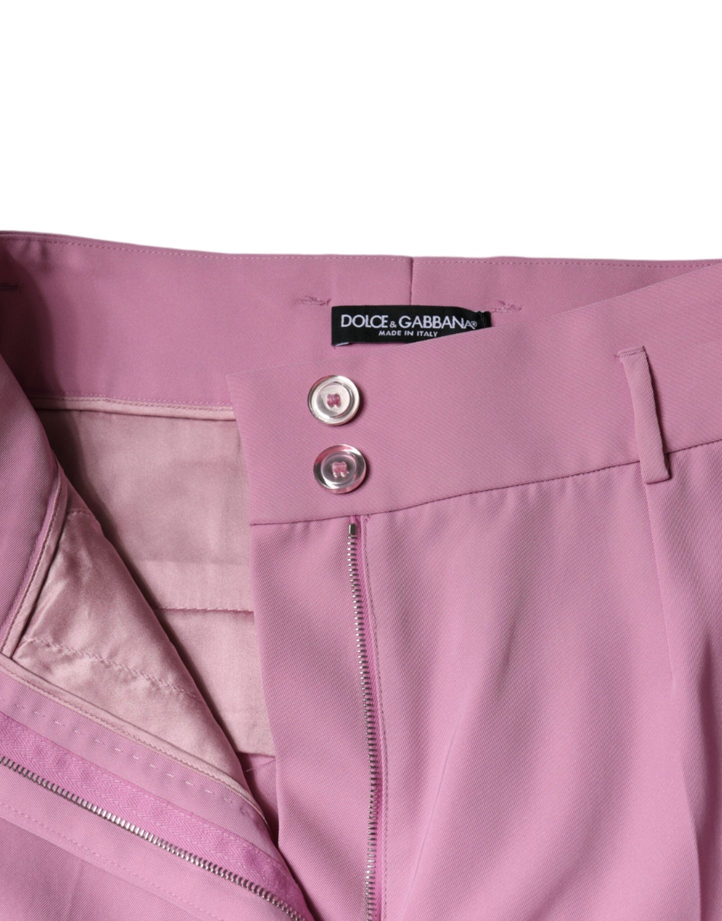 Dolce &amp; Gabbana – Hohe Taillenhose aus Polyester für Damen in Rosa