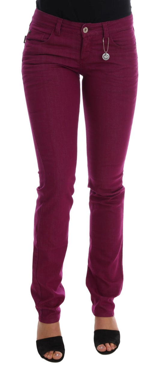 Jeans slim in denim elasticizzato in cotone viola