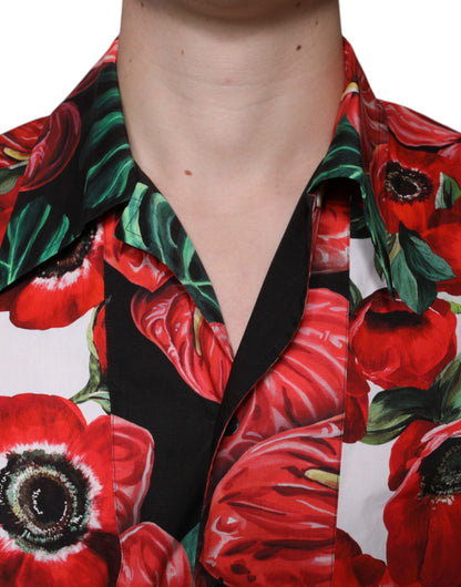 Dolce &amp; Gabbana – Mehrfarbiges, legeres Button-Down-Hemd mit Anemonen-Muster