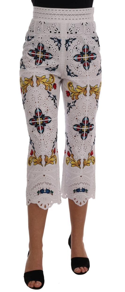 Pantaloni Capri con ritagli in maiolica multicolor