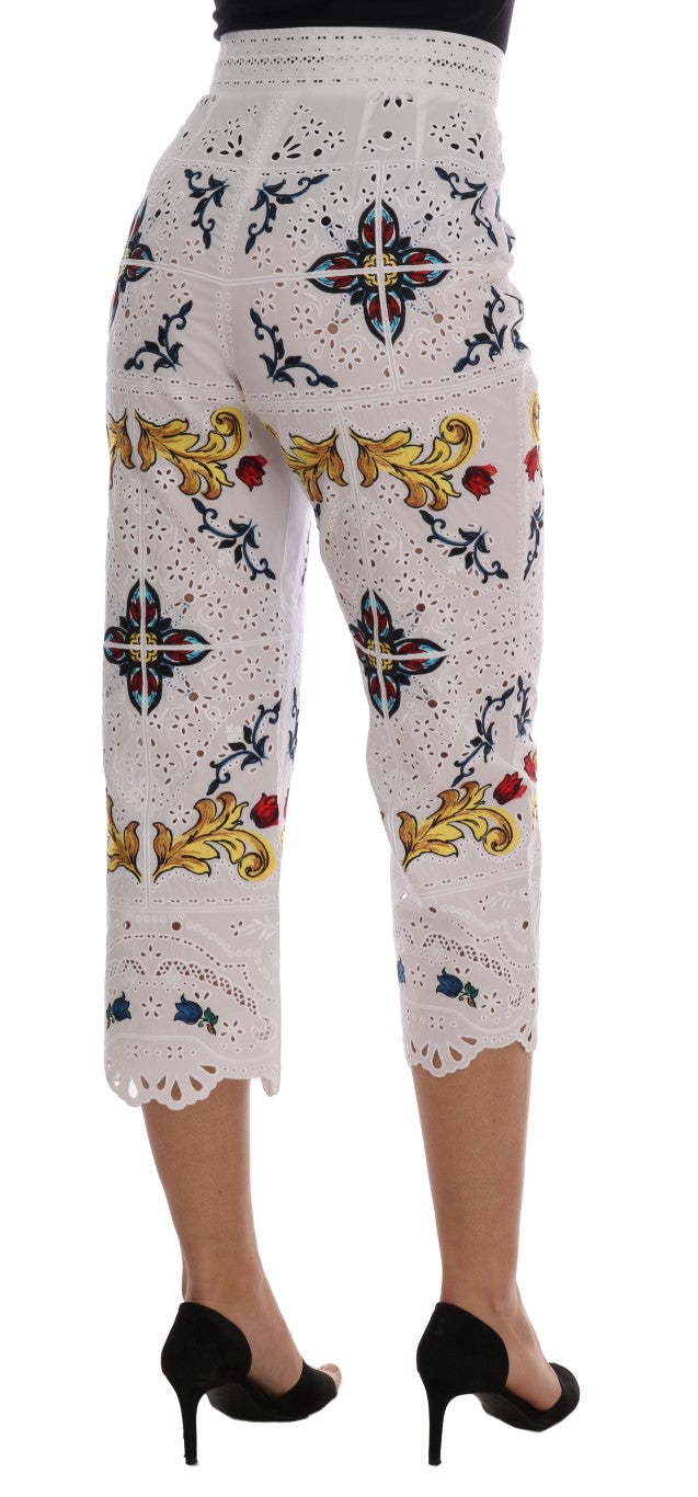 Pantaloni Capri con ritagli in maiolica multicolor