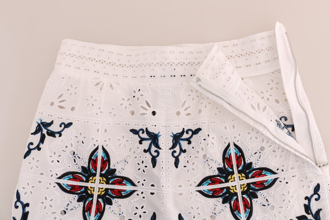 Pantaloni Capri con ritagli in maiolica multicolor