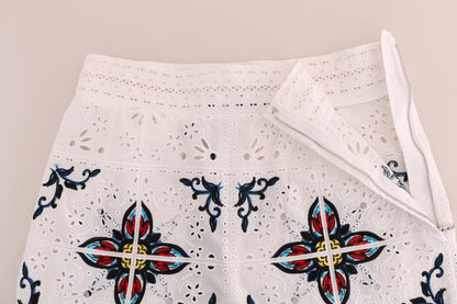 Pantaloni Capri con ritagli in maiolica multicolor
