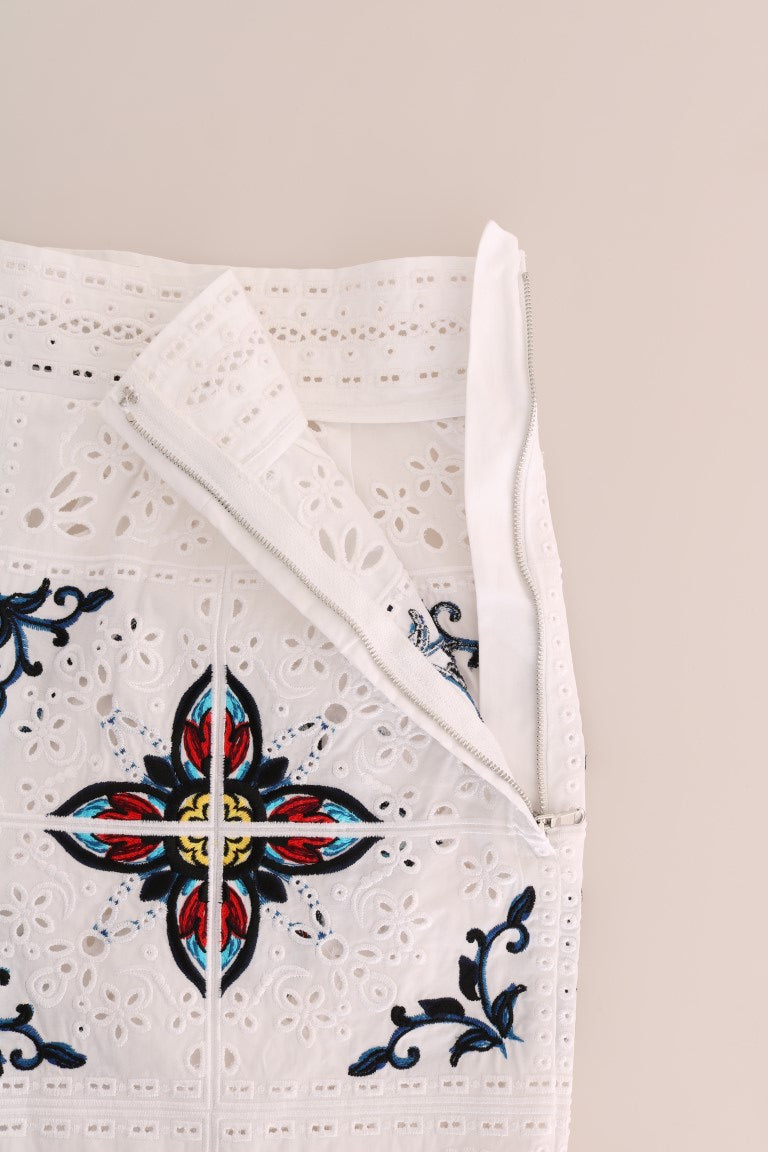 Pantaloni Capri con ritagli in maiolica multicolor