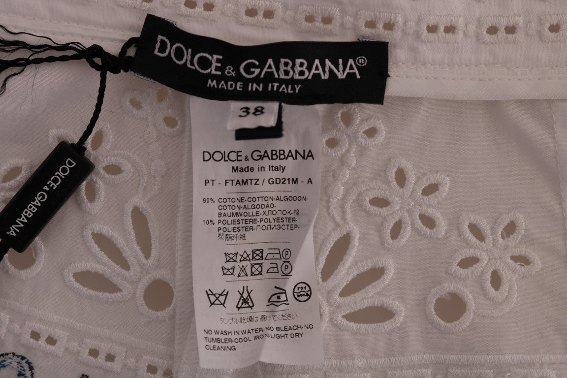 Pantaloni Capri con ritagli in maiolica multicolor