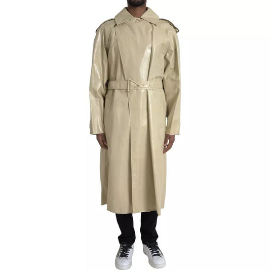 Cappotto trench in pelle di agnello beige Bottega Veneta