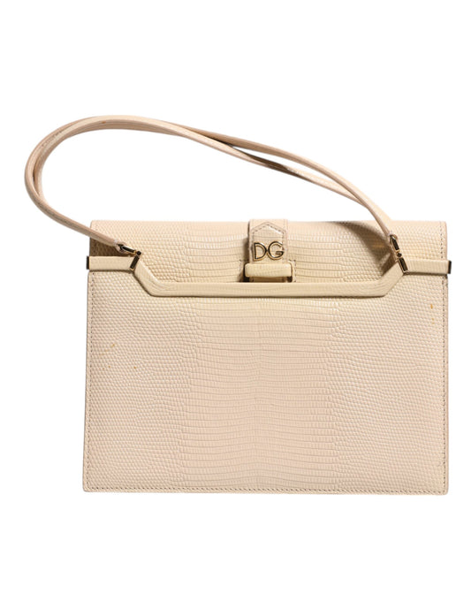 Dolce &amp; Gabbana – Ingrid – Schultertasche mit Henkel aus beigefarbenem Leder