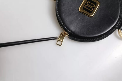 Dolce &amp; Gabbana – rundes Portemonnaie aus Leder mit DG-Logo, Schwarz