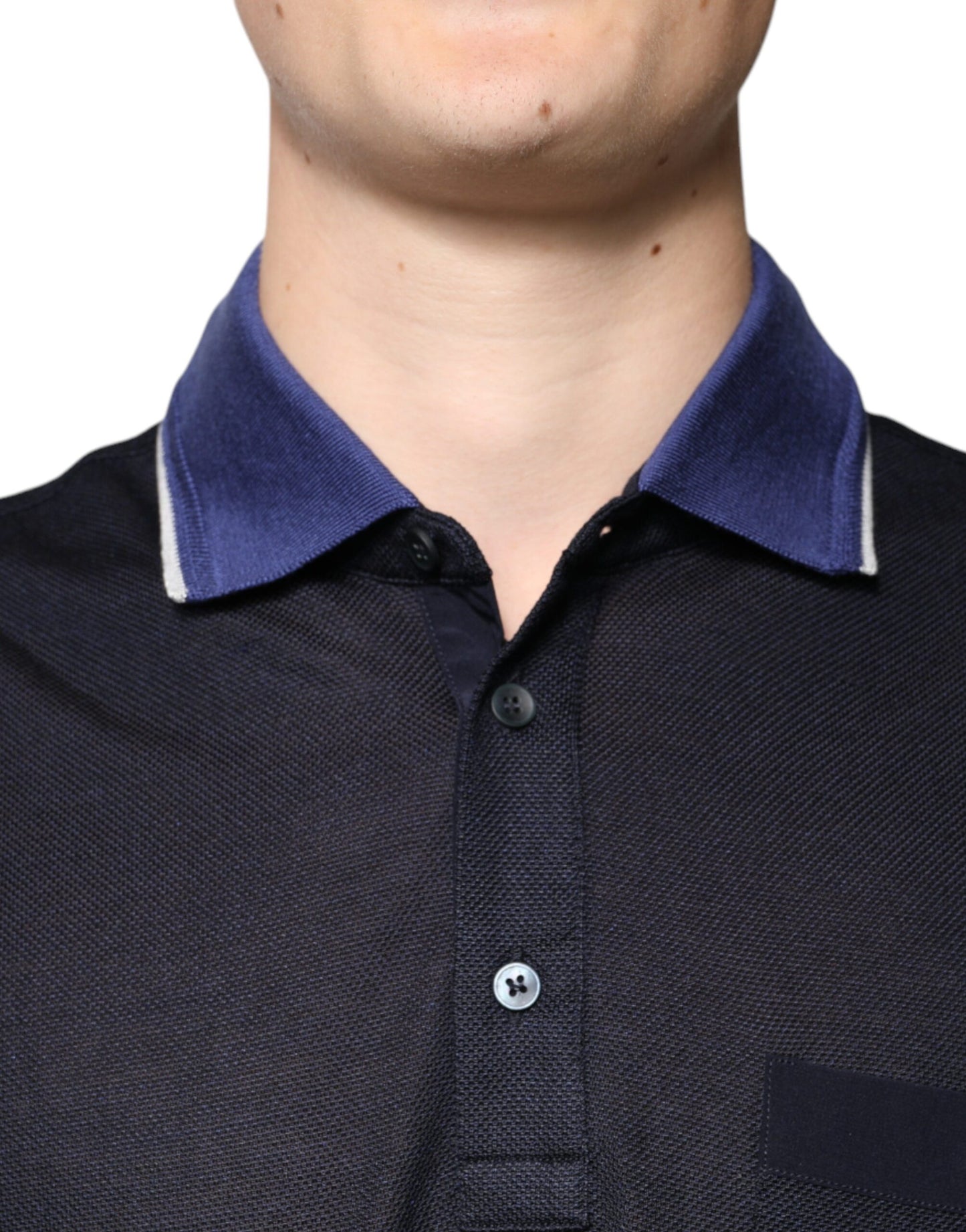 Dolce &amp; Gabbana – Blaues Polo-T-Shirt mit kurzen Ärmeln aus Seide und Kragen