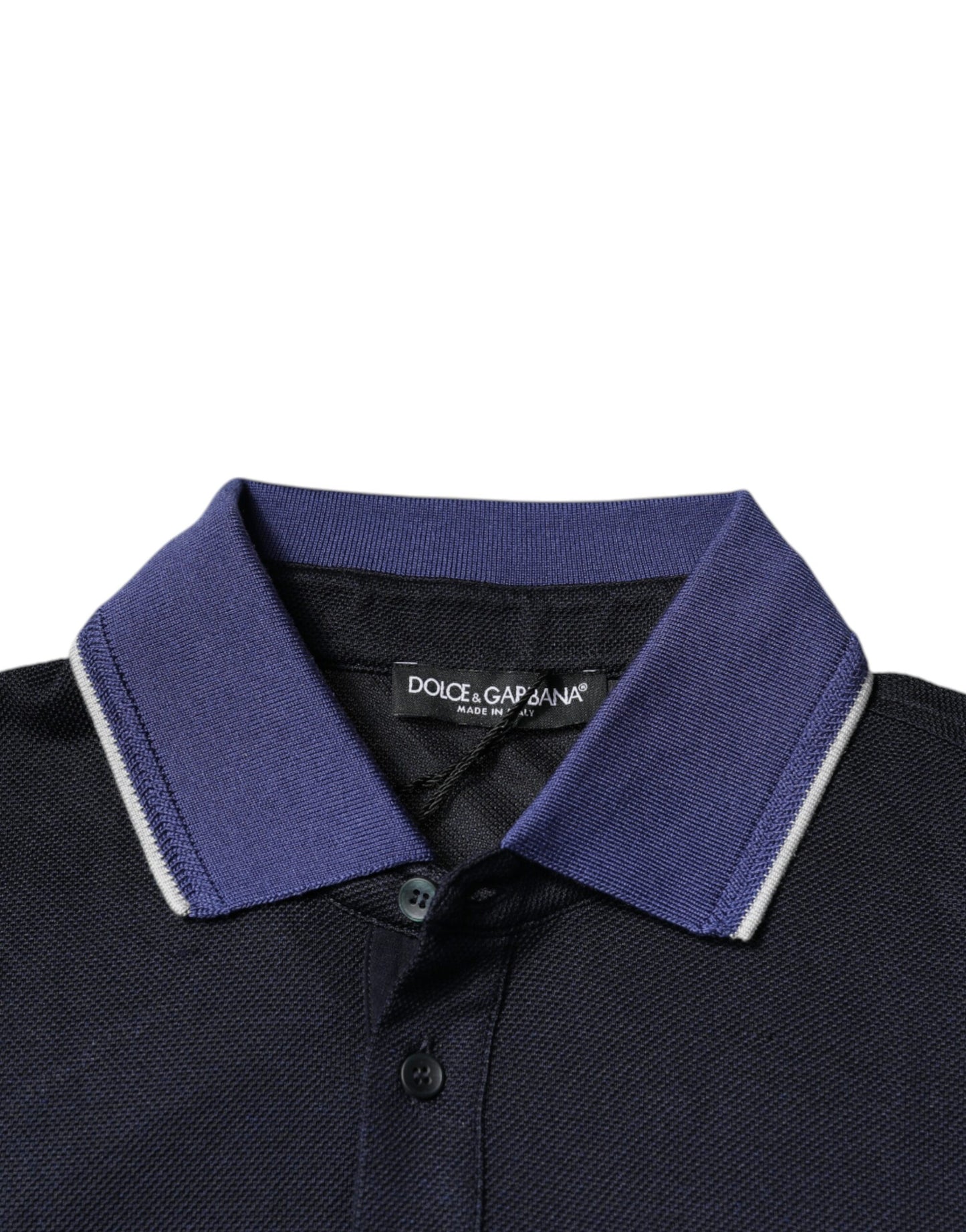 Dolce &amp; Gabbana – Blaues Polo-T-Shirt mit kurzen Ärmeln aus Seide und Kragen