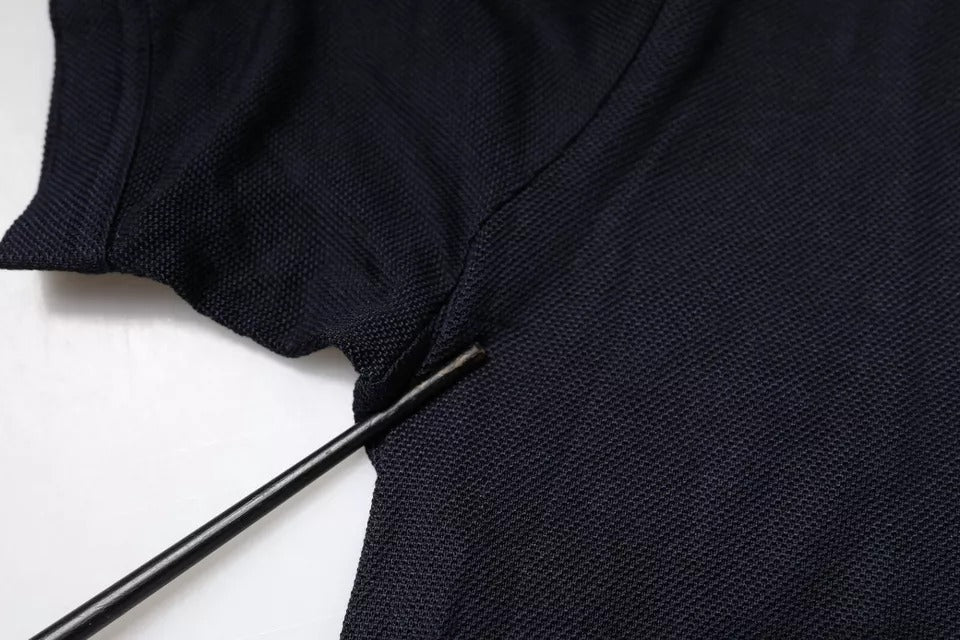 Dolce &amp; Gabbana – Blaues Polo-T-Shirt mit kurzen Ärmeln aus Seide und Kragen