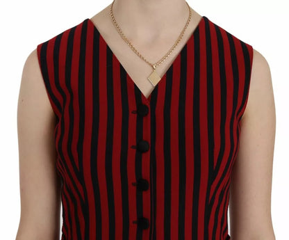 Dolce &amp; Gabbana Rot Schwarz Streifen Weste Weste Bluse Top