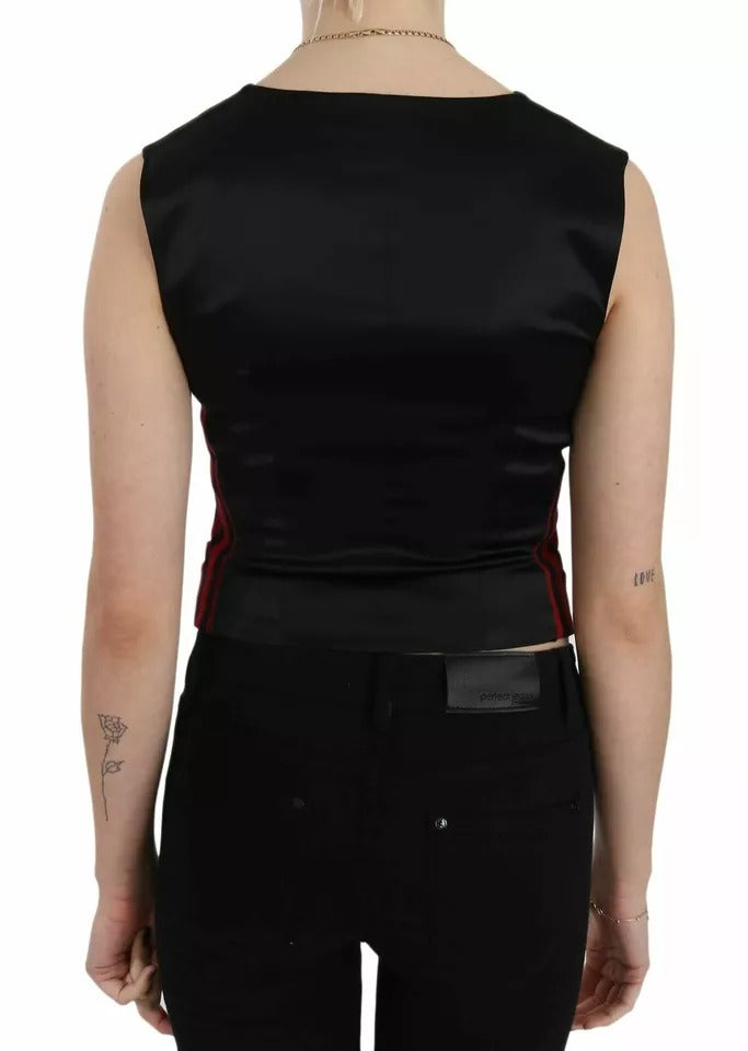 Dolce &amp; Gabbana Rot Schwarz Streifen Weste Weste Bluse Top