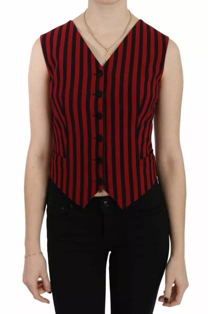 Dolce &amp; Gabbana Rot Schwarz Streifen Weste Weste Bluse Top
