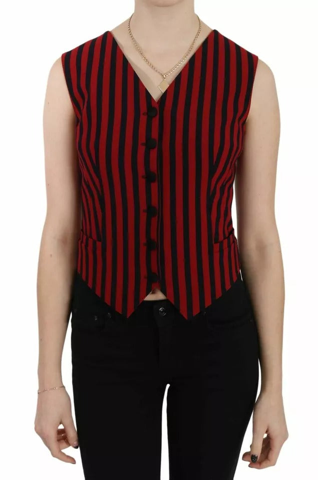Dolce &amp; Gabbana Rot Schwarz Streifen Weste Weste Bluse Top