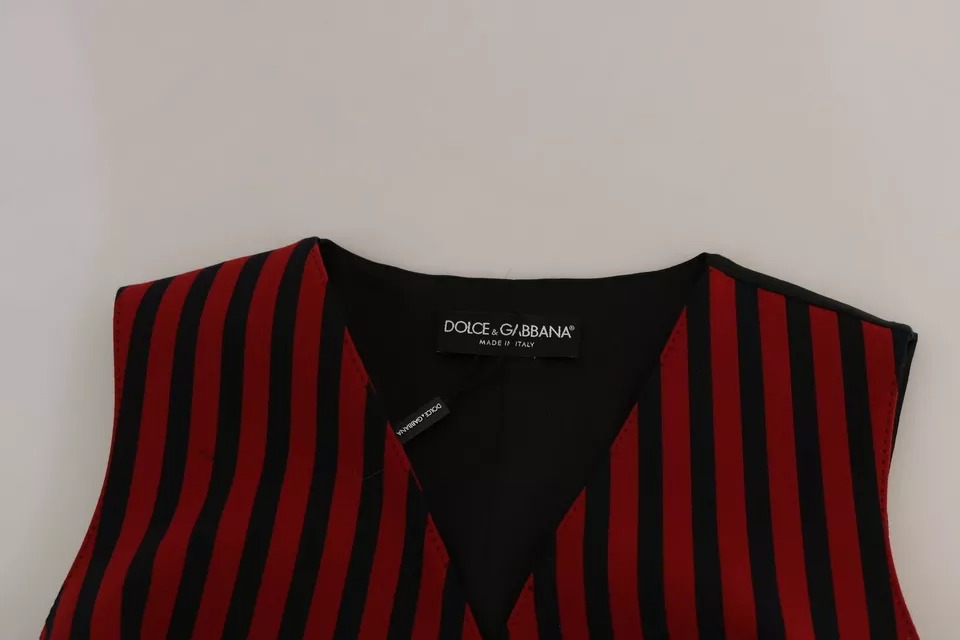 Dolce &amp; Gabbana Rot Schwarz Streifen Weste Weste Bluse Top