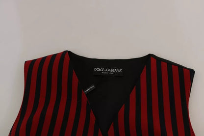 Dolce &amp; Gabbana Rot Schwarz Streifen Weste Weste Bluse Top