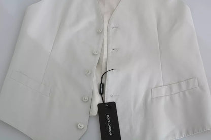 Dolce &amp; Gabbana – Weste aus cremeweißer Baumwollseide