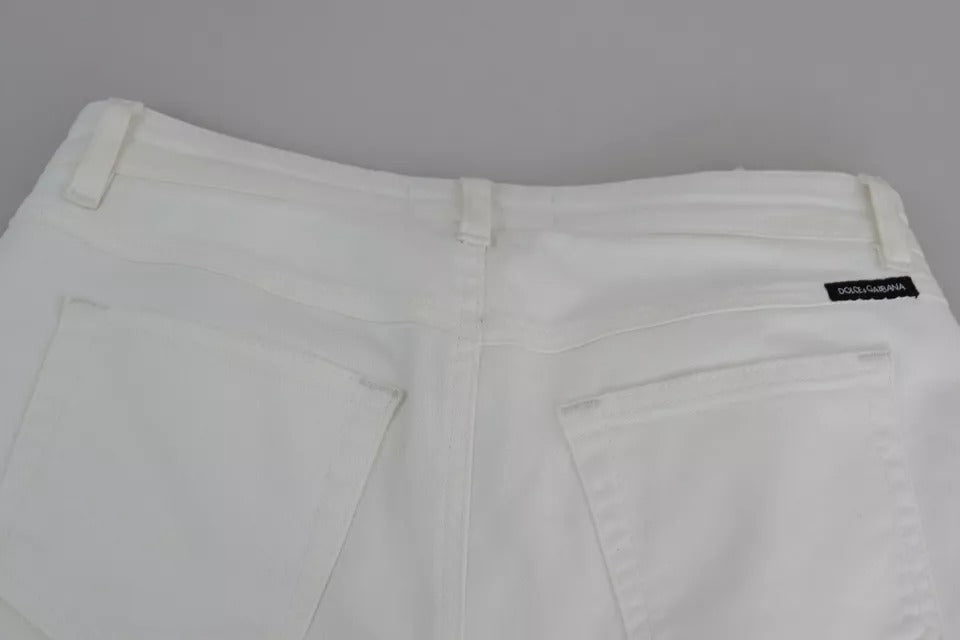 Dolce &amp; Gabbana – Weiße, zerrissene Baumwoll-Jeans im Pretty Fit