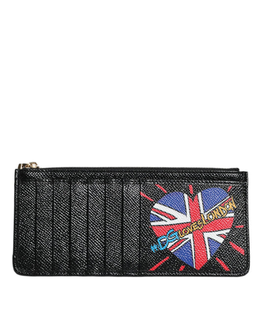 Dolce &amp; Gabbana Schwarzes Leder #DGLovesLondon Kartenetui Geldbörse
