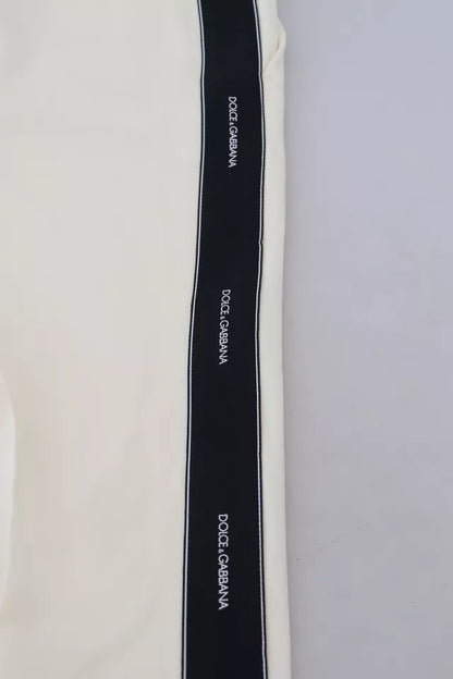 Dolce & Gabbana White High Waist Tapered Wool Pants