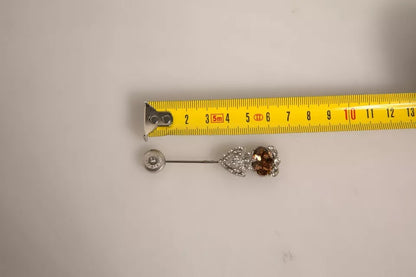 Dolce &amp; Gabbana Silber 925 Sterling Silber Kristalle Pin Kragen Brosche