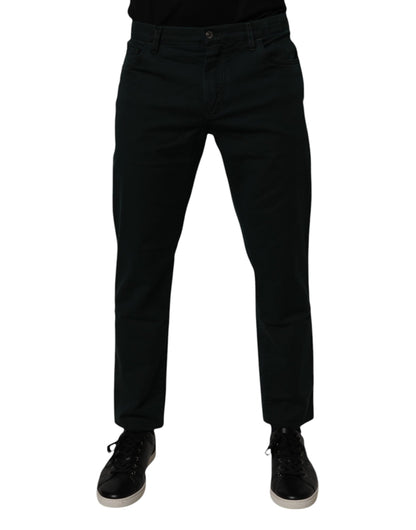 Dolce &amp; Gabbana Dunkelgrüne Baumwoll-Jeans für Herren, locker geschnitten, schmal geschnitten