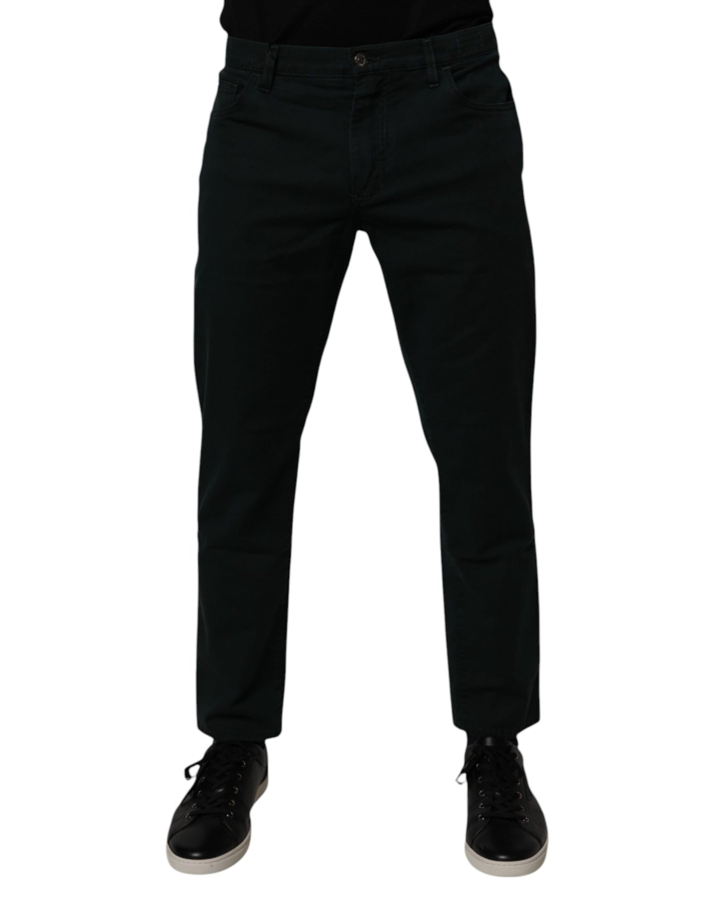 Dolce &amp; Gabbana Dunkelgrüne Baumwoll-Jeans für Herren, locker geschnitten, schmal geschnitten