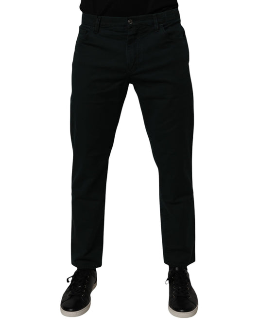 Dolce &amp; Gabbana Dunkelgrüne Baumwoll-Jeans für Herren, locker geschnitten, schmal geschnitten