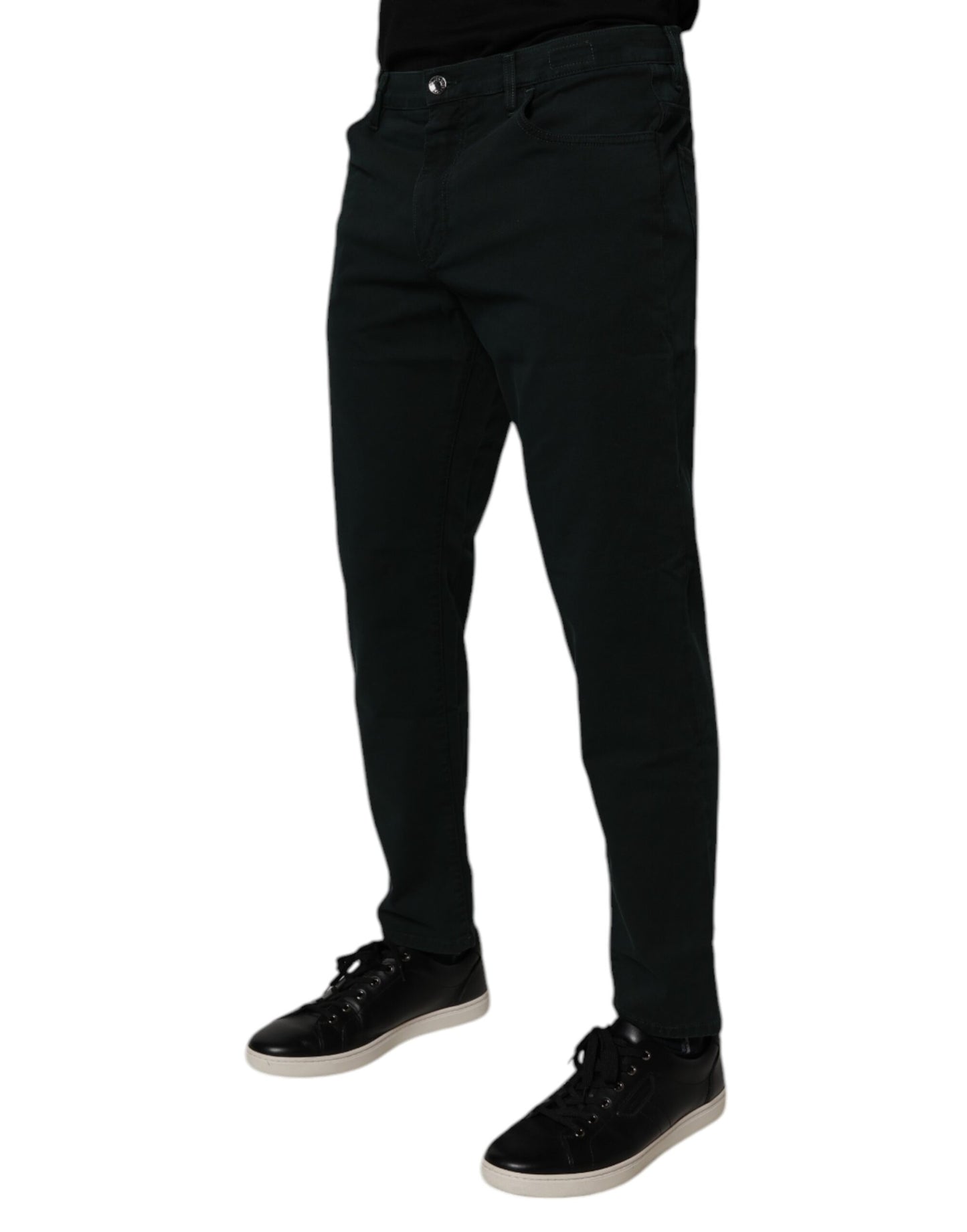 Dolce &amp; Gabbana Dunkelgrüne Baumwoll-Jeans für Herren, locker geschnitten, schmal geschnitten