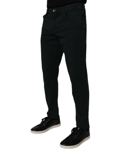 Dolce &amp; Gabbana Dunkelgrüne Baumwoll-Jeans für Herren, locker geschnitten, schmal geschnitten